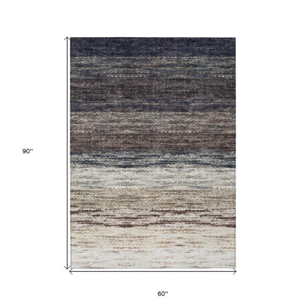5' X 8' Beige Ivory And Brown Ombre Washable Indoor Outdoor Area Rug