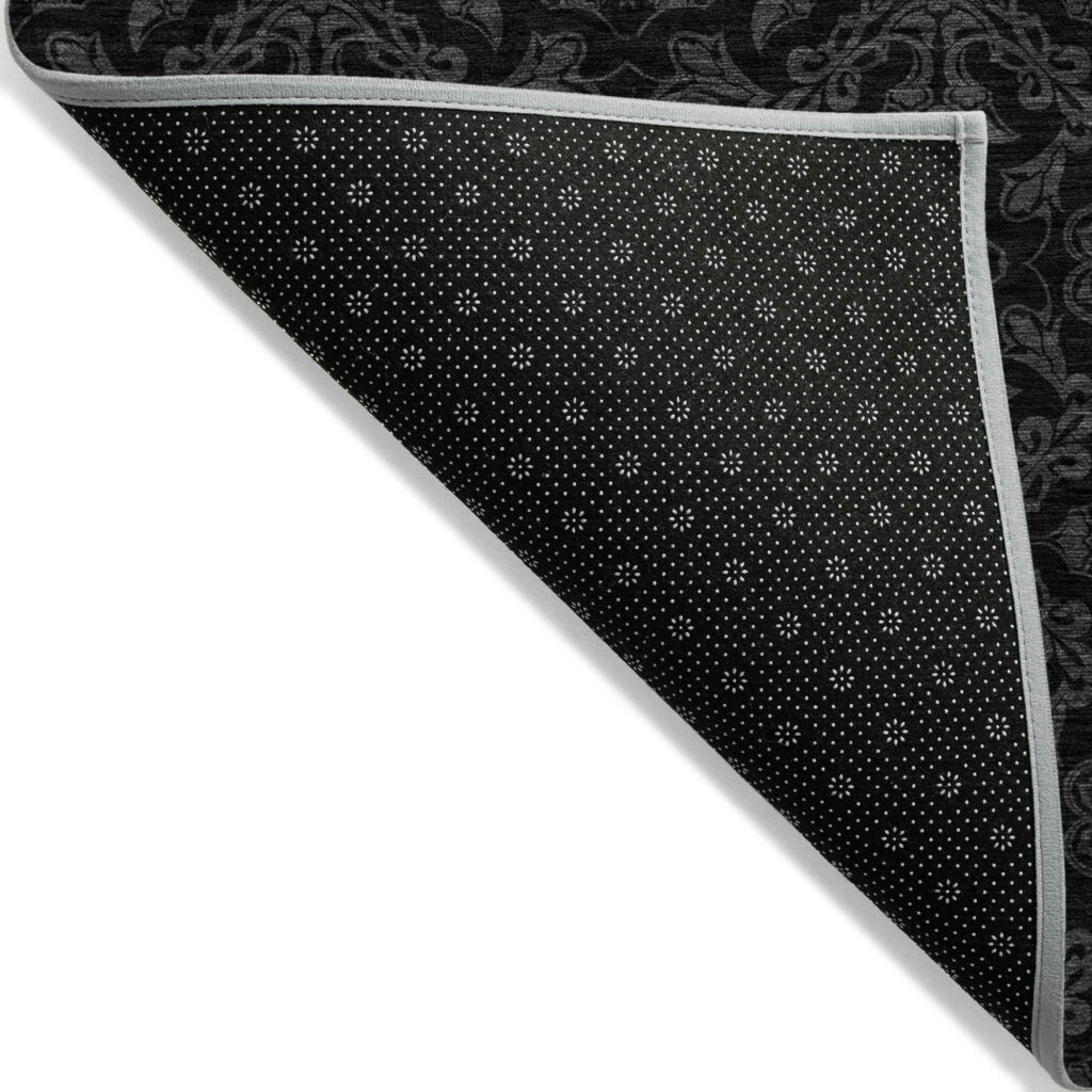 3' X 5' Gray And Charcoal Medallion Washable Indoor Outdoor Area Rug