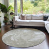 8' Taupe And Beige Round Abstract Washable Indoor Outdoor Area Rug