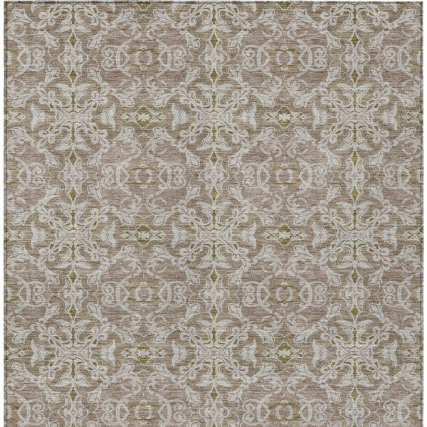 3' X 5' Brown Beige And Taupe Medallion Washable Indoor Outdoor Area Rug