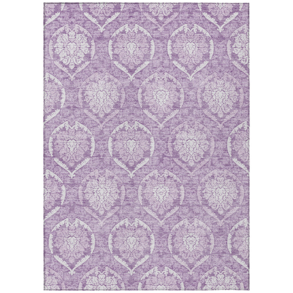 3' X 5' Plum Purple And Ivory Medallion Washable Indoor Outdoor Area Rug