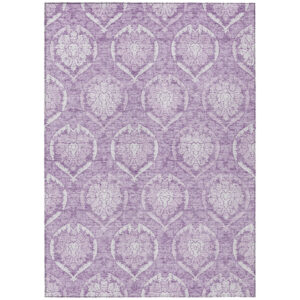 3' X 5' Plum Purple And Ivory Medallion Washable Indoor Outdoor Area Rug