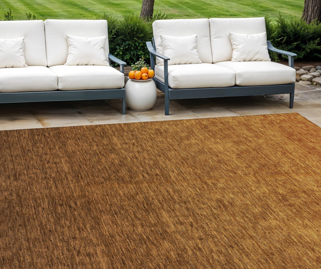 9' X 12' Chocolate And Brown Ombre Washable Indoor Outdoor Area Rug