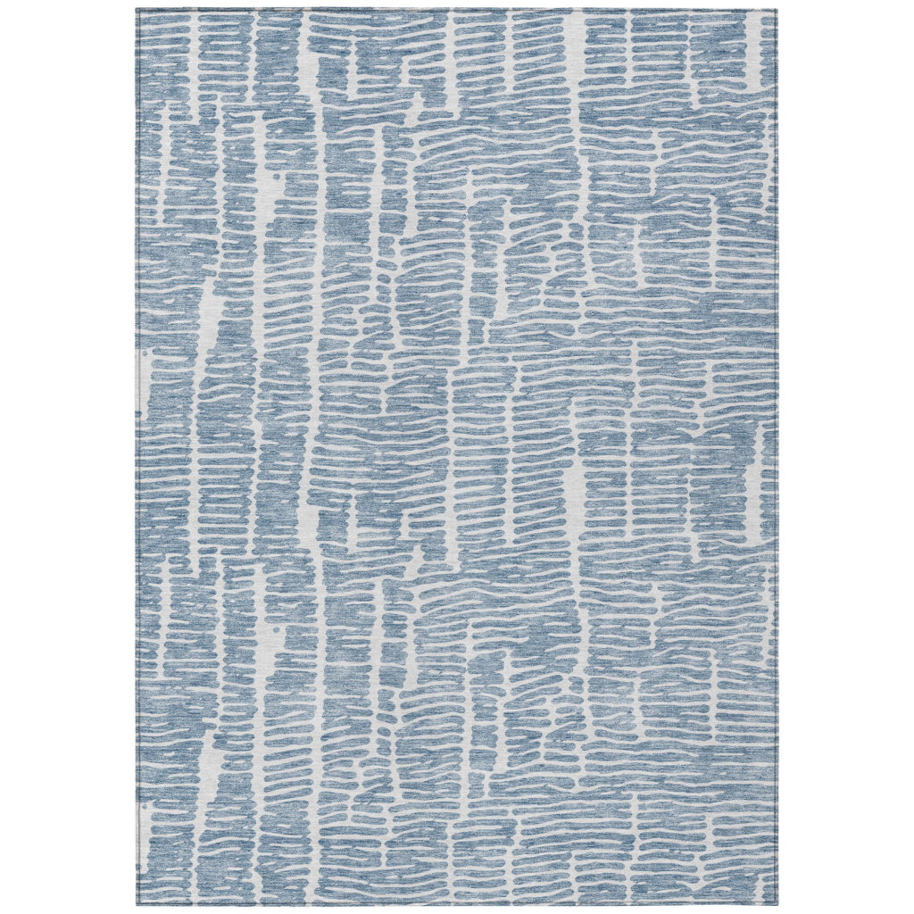 10' X 14' Blue And Ivory Abstract Washable Indoor Outdoor Area Rug