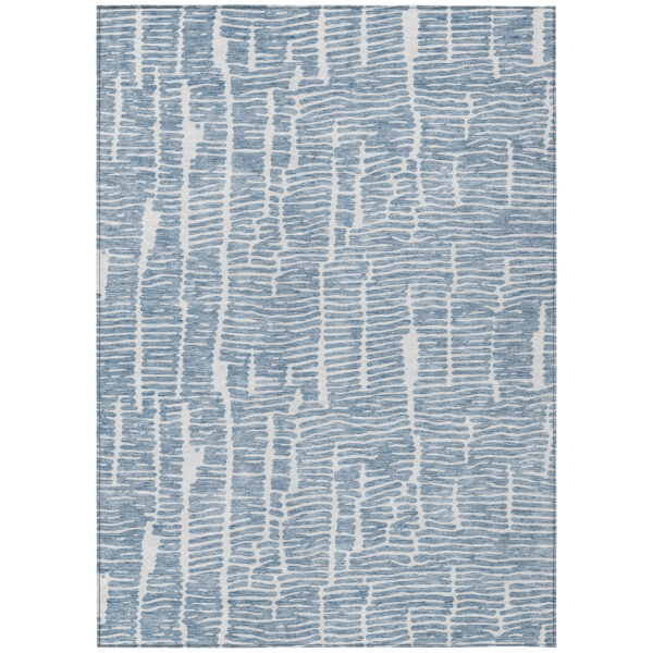 10' X 14' Blue And Ivory Abstract Washable Indoor Outdoor Area Rug
