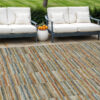 9' X 12' Orange Copper And Gray Striped Washable Indoor Outdoor Area Rug