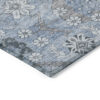 5' X 8' Sky Blue And Denim Blue Floral Washable Indoor Outdoor Area Rug