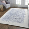 8' X 10' Ivory And Blue Wool Plaid Tufted Handmade Stain Resistant Area Rug