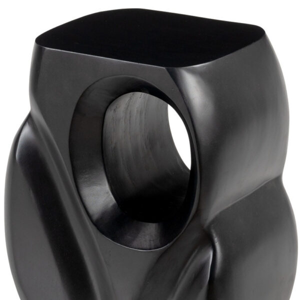 16" Black Solid Wood Abstract Figurine End Table