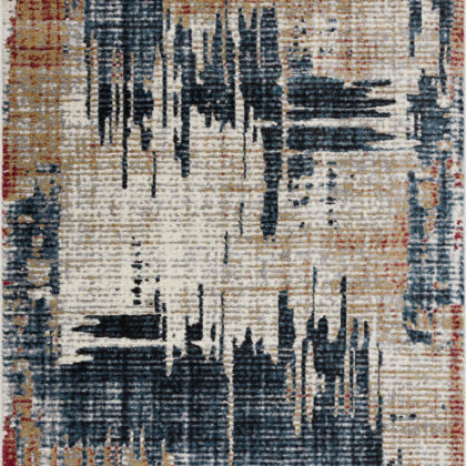 8' X 11' Blue And Ivory Abstract Area Rug