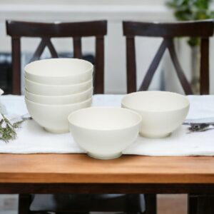 White Six Piece Porcelain Service For Six Bowl Set