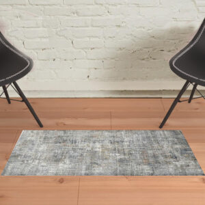 2' x 3' Gray and Orange Abstract Power Loom Area Rug