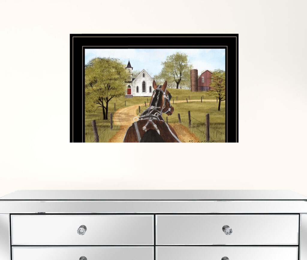 Amish On Sunday Drive 2 Black Framed Print Wall Art