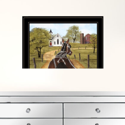 Amish On Sunday Drive 2 Black Framed Print Wall Art