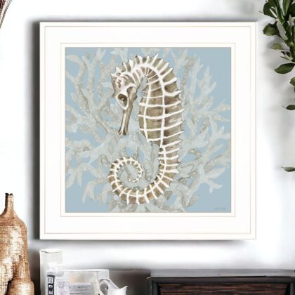 Coral Seahorse II 2 White Framed Print Wall Art