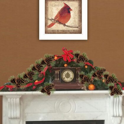 Male Cardinal 1 White Framed Print Wall Art