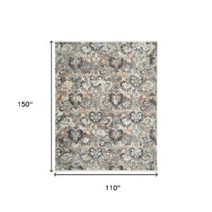 9' X 13' Rust Oriental Distressed Area Rug With Fringe