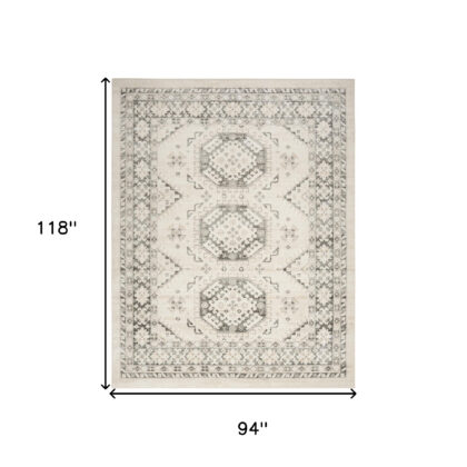 8' x 10' Gray Geometric Distressed Area Rug