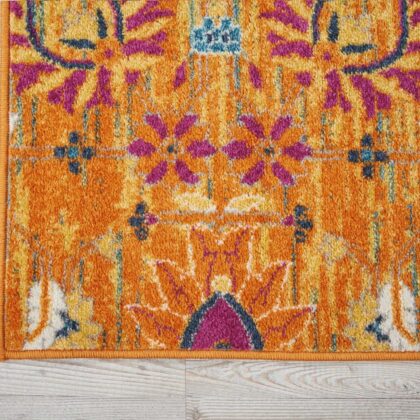 8’ X 10’ Sun Gold And Navy Distressed Area Rug