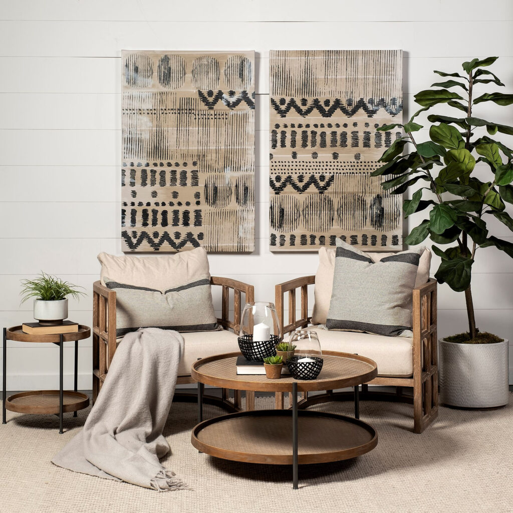 Set Of 30" Brown Wood With