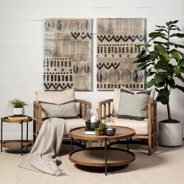 Set Of 30" Brown Wood With