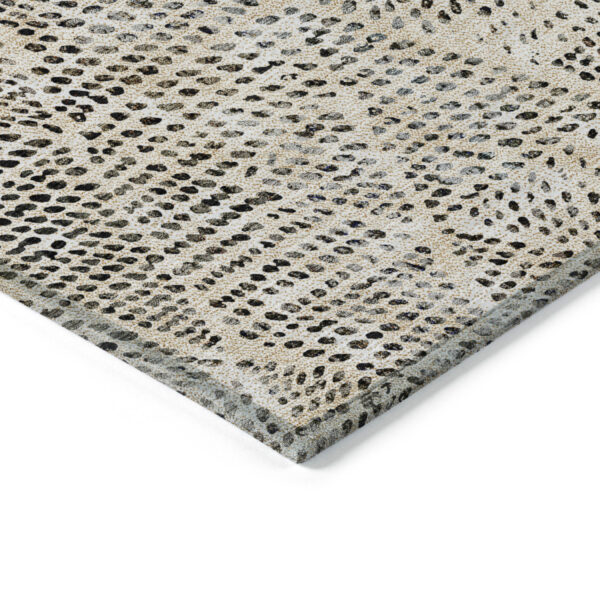 10' X 14' Beige Ivory And Black Geometric Washable Indoor Outdoor Area Rug