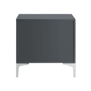 24" Dark Gray And Silver Wood And Metal End Table With Drawer