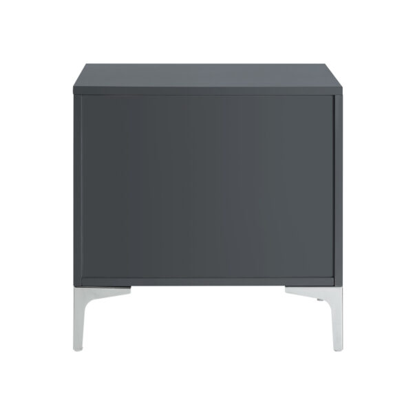 24" Dark Gray And Silver Wood And Metal End Table With Drawer