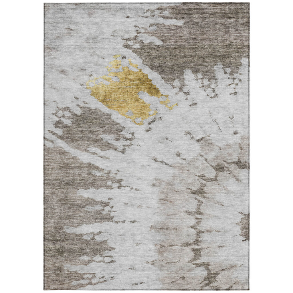 10' X 14' Taupe Khaki And Ivory Abstract Washable Indoor Outdoor Area Rug