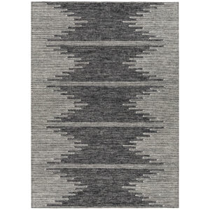 3' X 5' Charcoal And Ivory Abstract Washable Indoor Outdoor Area Rug