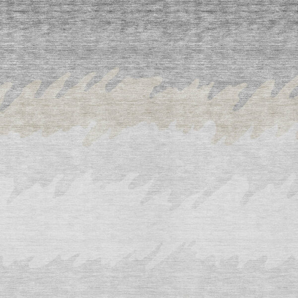 9' X 12' Silver Gray And Beige Striped Washable Indoor Outdoor Area Rug