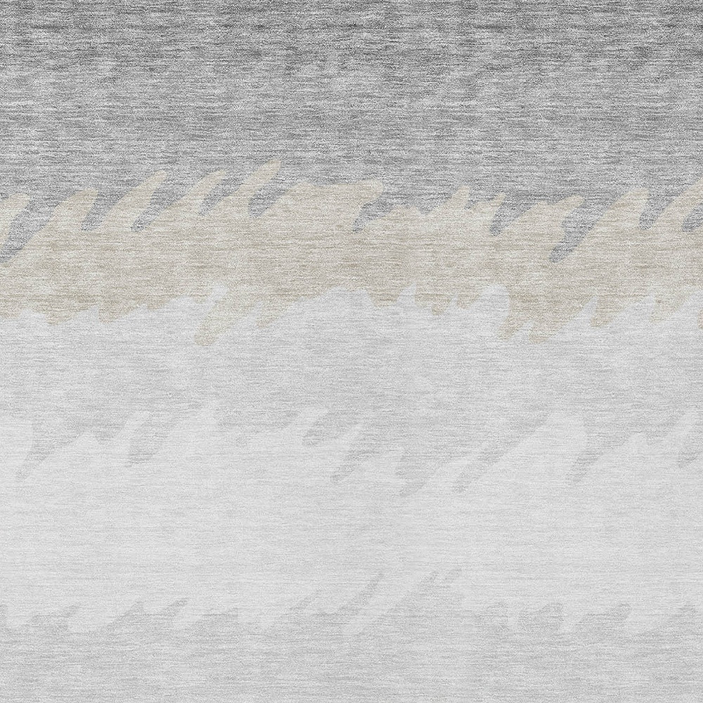 9' X 12' Silver Gray And Beige Striped Washable Indoor Outdoor Area Rug