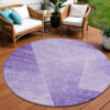 8' Purple And Ivory Round Abstract Washable Indoor Outdoor Area Rug
