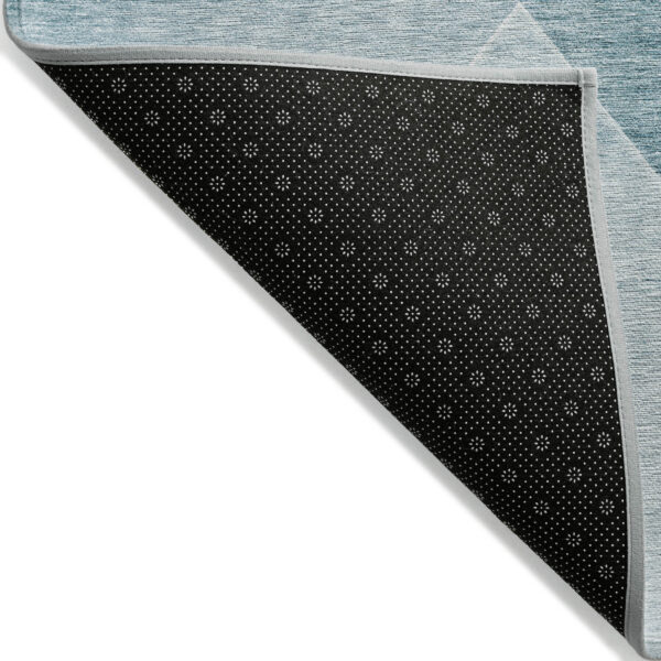 10' X 14' Teal Blue And Aqua Abstract Washable Indoor Outdoor Area Rug