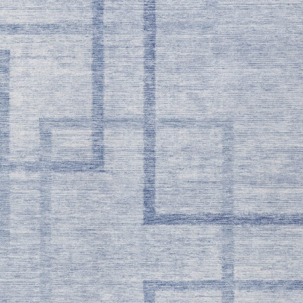 3' X 5' Sky Blue And Denim Blue Geometric Washable Indoor Outdoor Area Rug