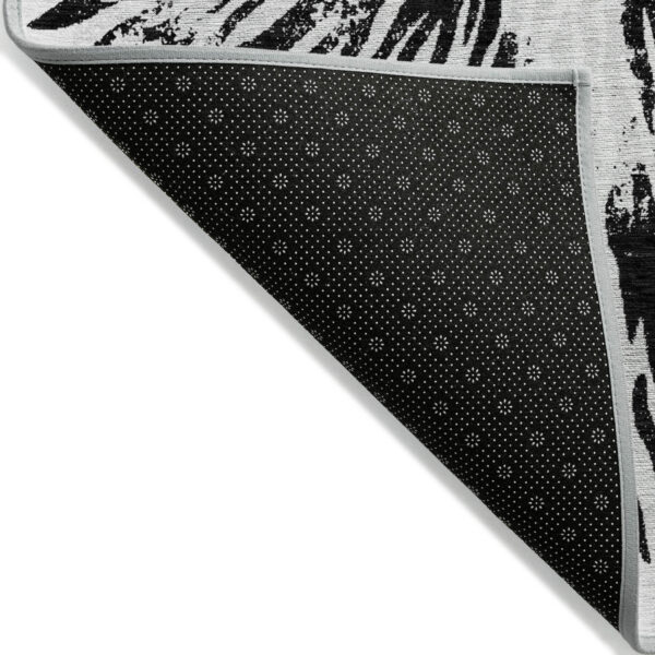 8' X 10' Ivory Black And Gray Abstract Washable Indoor Outdoor Area Rug