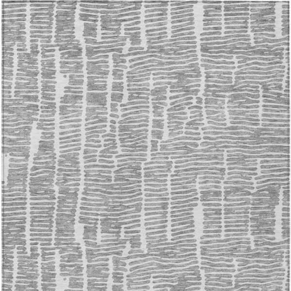3' X 5' Gray And Ivory Abstract Washable Indoor Outdoor Area Rug