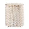 18" Washed White Solid Wood Round End Table