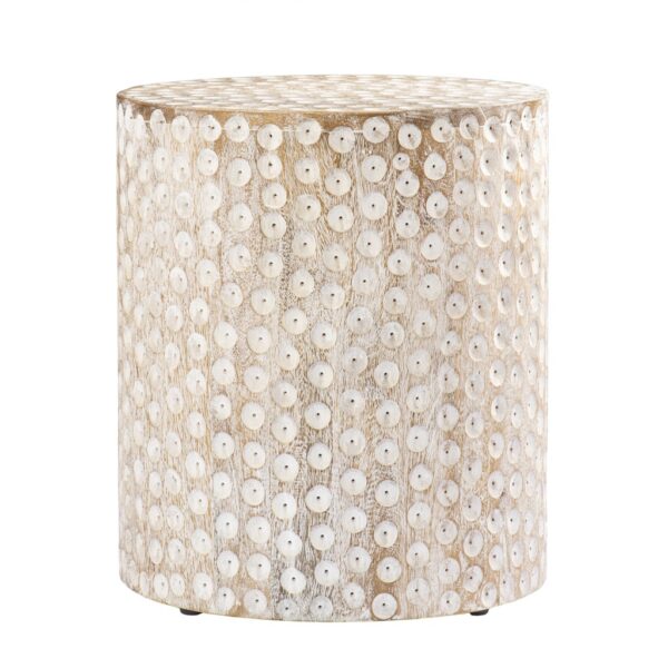 18" Washed White Solid Wood Round End Table