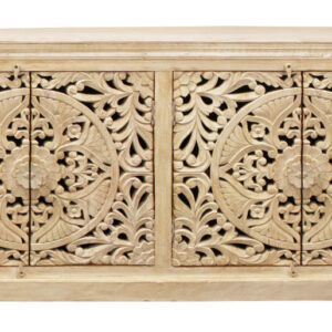 71" Beige Solid Wood Sideboard with Four Doors