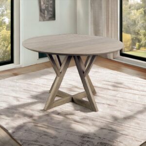 48" Brown Rounded Solid Wood Pedestal Base Dining Table