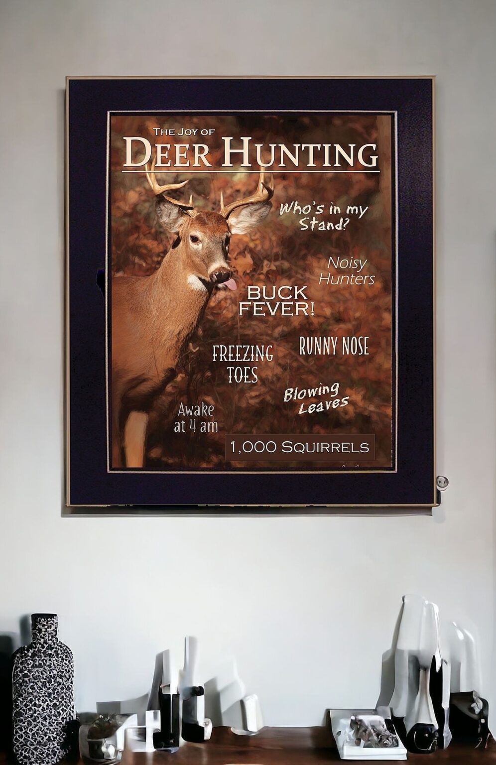 Joy of Hunting deer Black Framed Print Wall Art