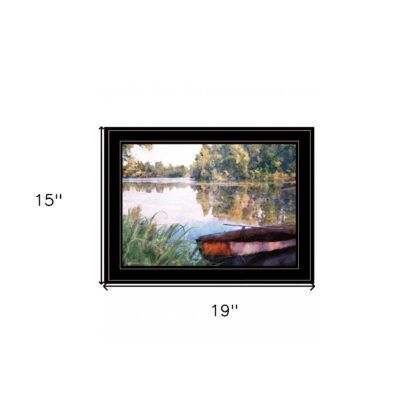Rowboat Pond Landscape 3 Black Framed Print Wall Art