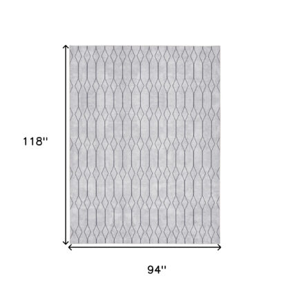 8' x 10' Ivory and Gray Geometric Power Loom Washable Area Rug