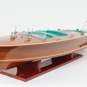 9" Wood Brown c1928 Chris Craft Triple Cockpit Hand Painted Decorative Boat