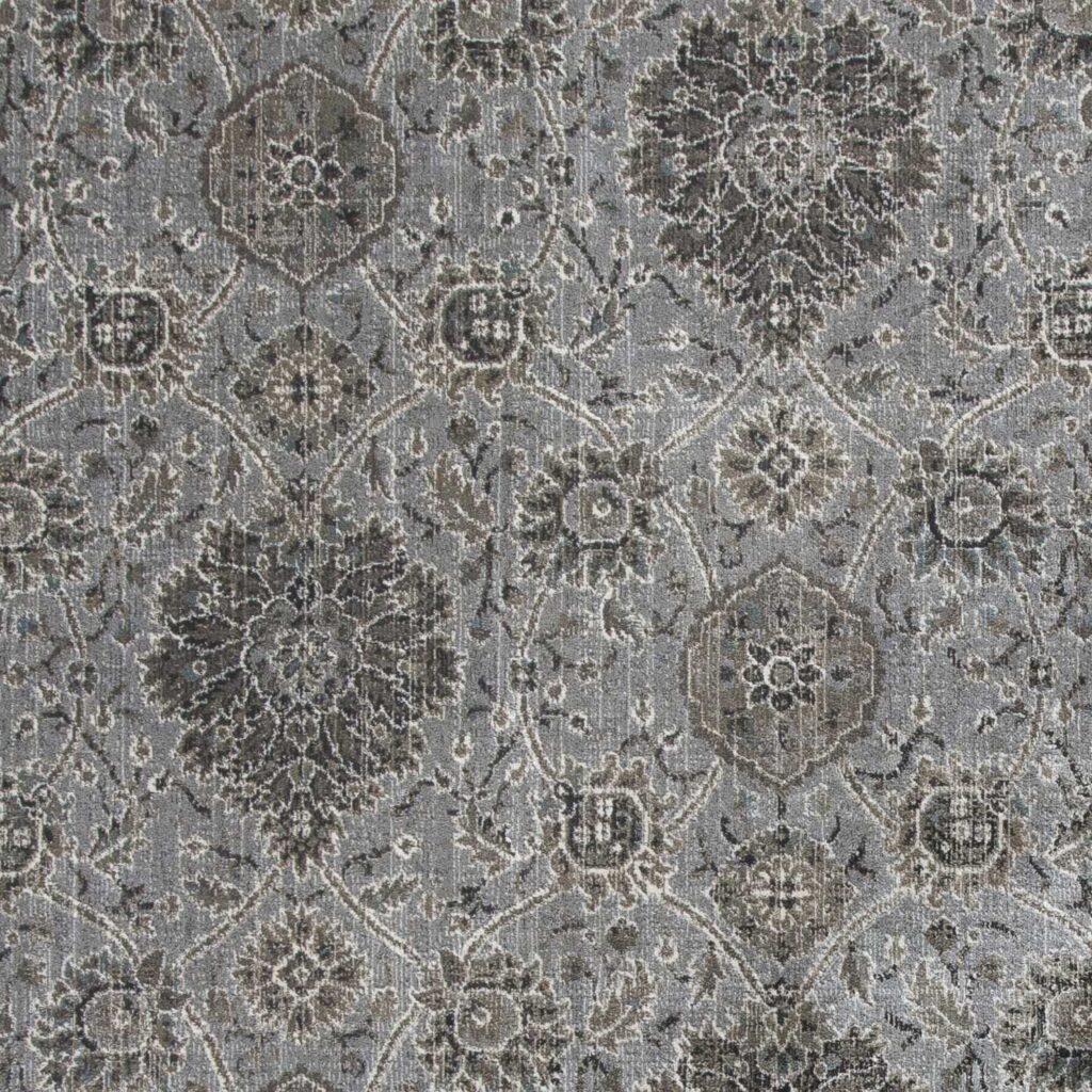 2'X4' Silver Machine Woven Floral Traditional Allover Indoor Accent Rug