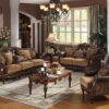 37" X 93" X 42" 2-Tone Brown PU Chenille Upholstery Wood Sofa w5 Pillows