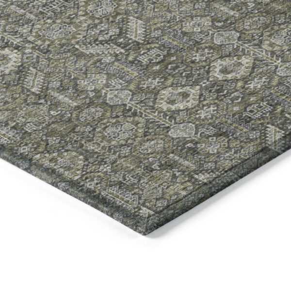 8' Round Moss Green and Gray Round Floral Washable Non Skid Indoor Outdoor Area Rug