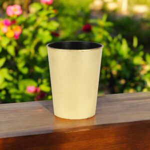 5" Gold Recycled Plastic Indoor Outdoor Round Pot Planter