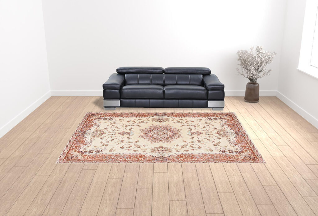 10' X 13' Cream Oriental Washable Non Skid Area Rug